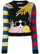 Alice+olivia Embroidered Multi-panel Knit Top - Black