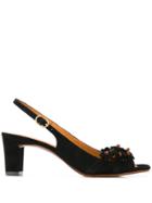 Chie Mihara Floral Embellished Sandals - Black