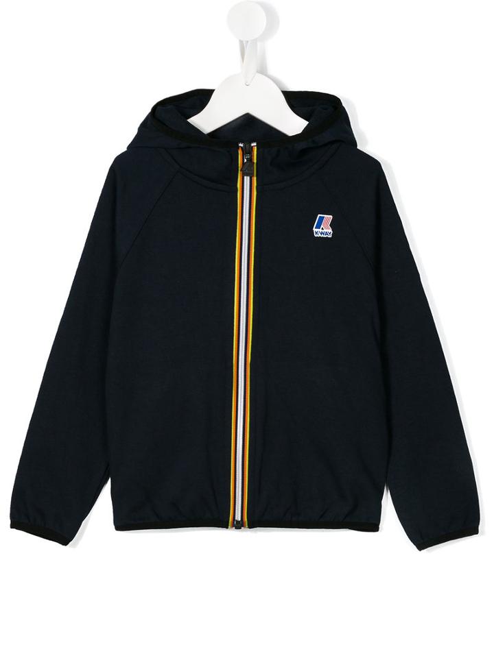 K Way Kids Hooded Logo Print Jacket, Girl's, Size: 10 Yrs, Blue