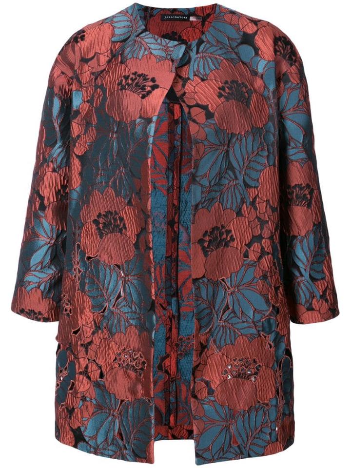 Josie Natori Cut Out Embroidered Topper Jacket
