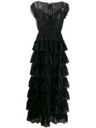 Liu Jo Tiered Crepe And Lace Dress - Black
