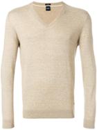 Boss Hugo Boss Fine Knit V-neck Pullover - Nude & Neutrals