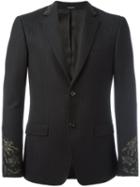 Alexander Mcqueen Embroidered Pinstriped Blazer, Men's, Size: 46, Black, Cotton/wool/viscose