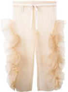 Roberts Wood Ruffled Seam Overlay Trousers, Women's, Size: Medium, Nude/neutrals, Silk