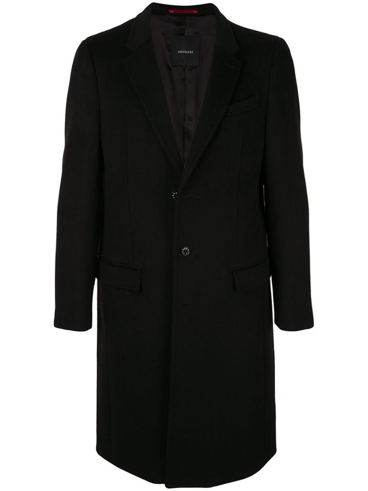 Loveless Single Breasted Knitted Coat - Black