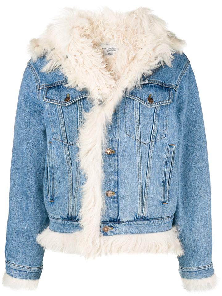 Forte Dei Marmi Couture Shearling-lined Denim Jacket - Blue