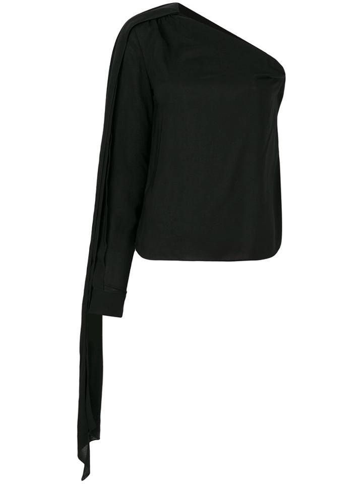 Saint Laurent Asymmetric Sleeve Blouse - Black