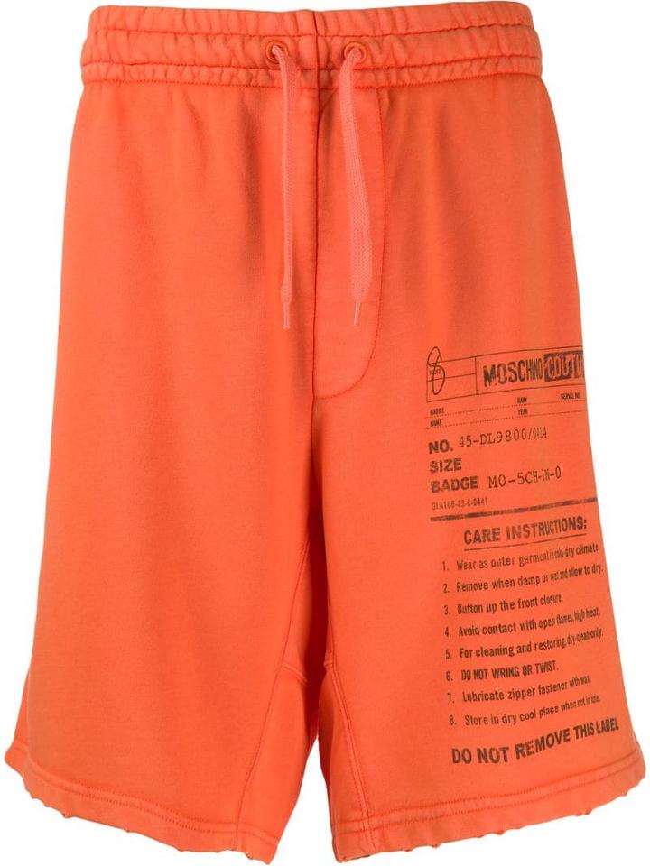 Moschino Care Label Print Track Shorts - Orange