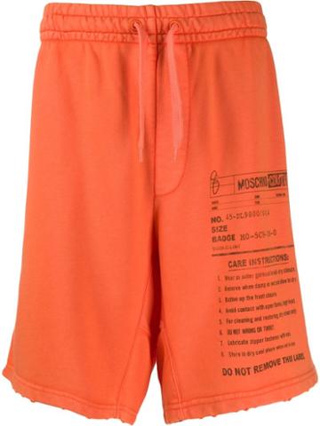Moschino Care Label Print Track Shorts - Orange