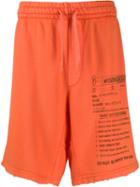Moschino Care Label Print Track Shorts - Orange