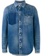 Valentino Distressed Denim Shirt, Men's, Size: 48, Blue, Cotton