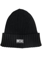 Diesel Ribbed Knit Beanie - Black