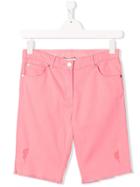 Stella Mccartney Kids Teen Distressed Denim Shorts - Pink