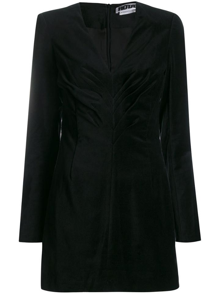 Rotate Velour Draped Mini Dress - Black