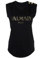 Balmain Logo T-shirt, Women's, Size: 40, Black, Cotton