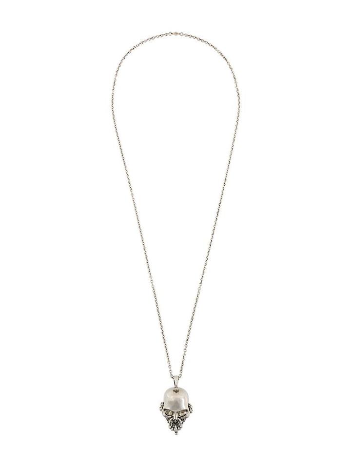 Alexander Mcqueen Punk Skull Pendant Necklace, Men's, Metallic