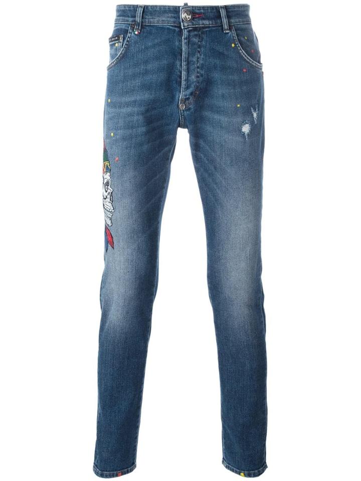 Philipp Plein 'twisted Bear' Straight-leg Jeans - Blue
