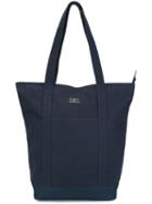 Sandqvist 'natal' Tote, Adult Unisex, Blue, Cotton/polyester/viscose/buffalo Leather