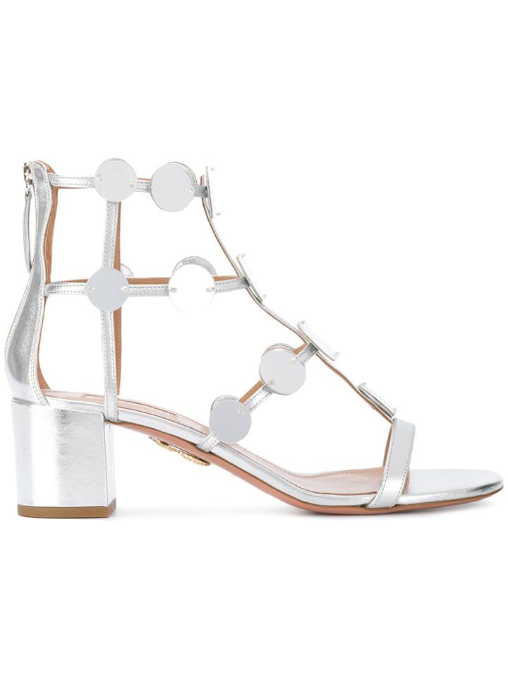 Aquazzura Metallic Chunky Heel Sandals