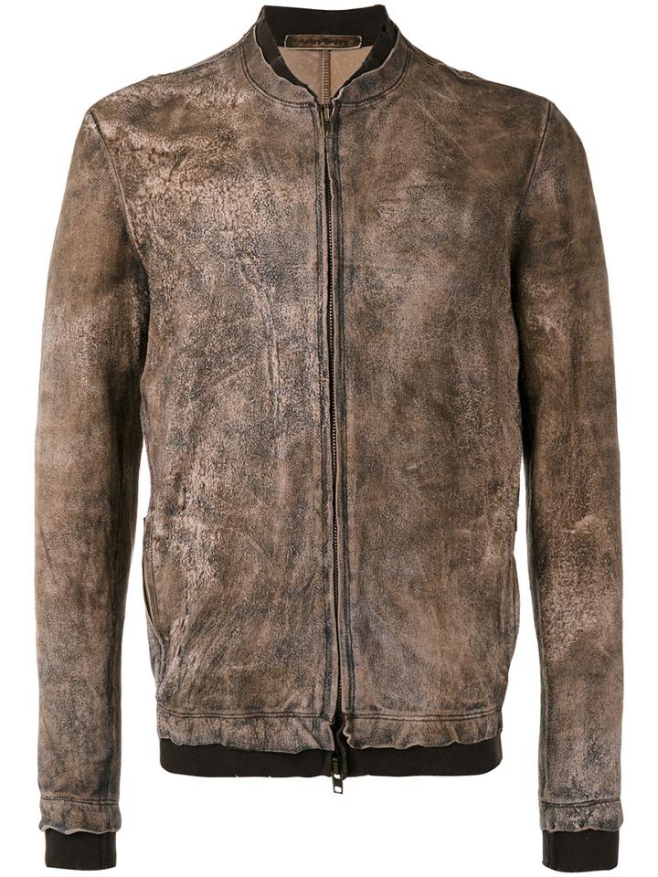 Salvatore Santoro Zipped Jacket, Men's, Size: 48, Brown, Leather