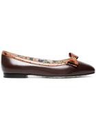 Gucci Brown Snakeskin Bow Leather Ballet Flats