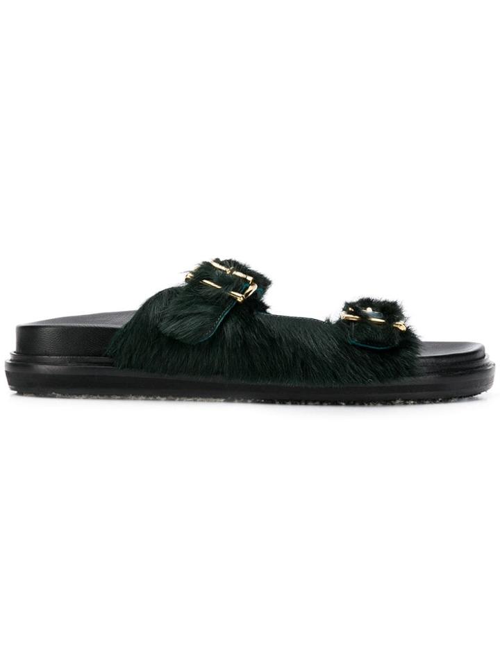 Marni Double Strap Fussbett Sandals - Green