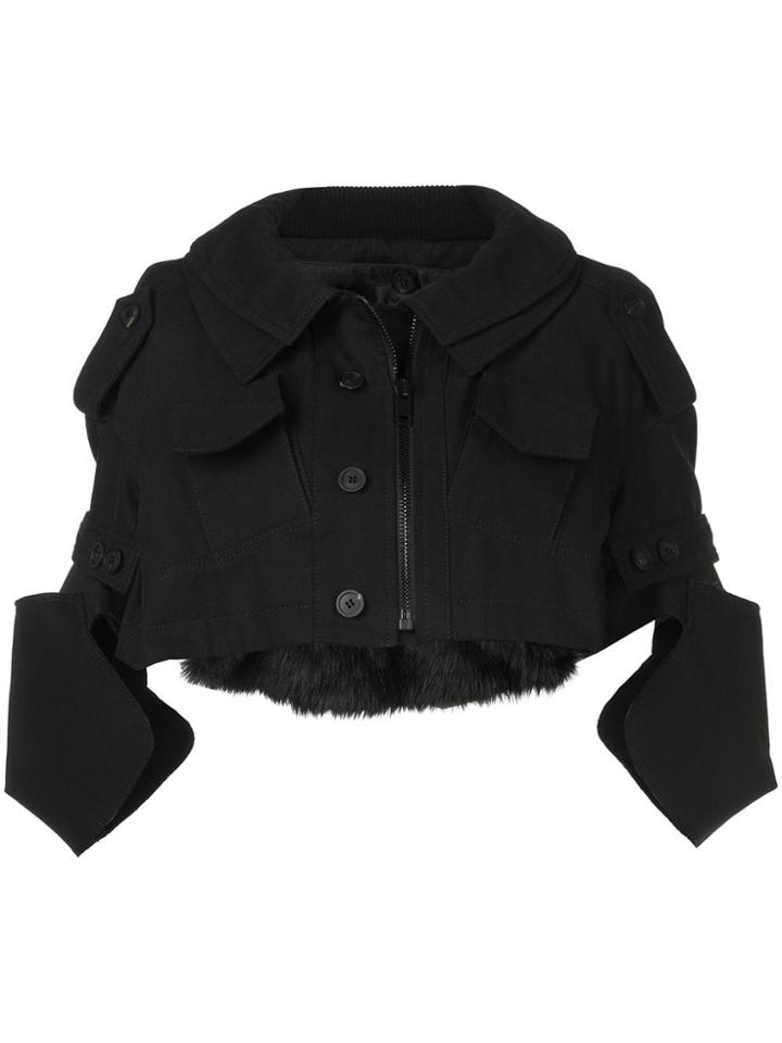 Vera Wang Cropped Military Jacket - Black