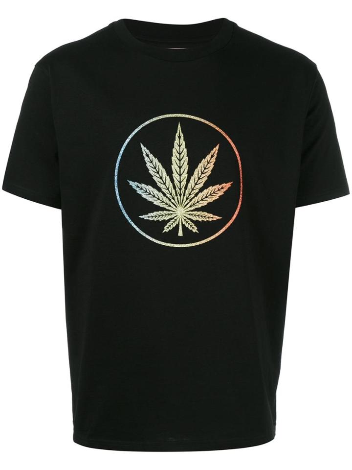 Palm Angels Leaf Print T-shirt - Black