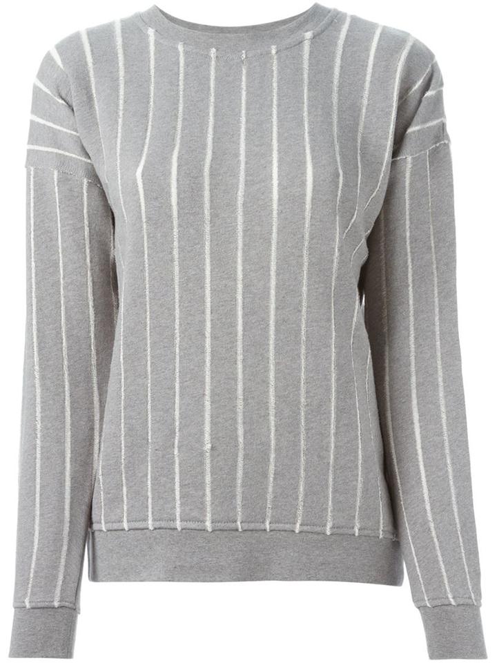 T By Alexander Wang Pinstriped Sweatshirt, Women's, Size: Small, Grey, Cotton