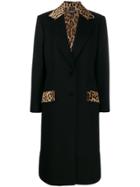 Dolce & Gabbana Tailored Leopard Print Panel Coat - Black