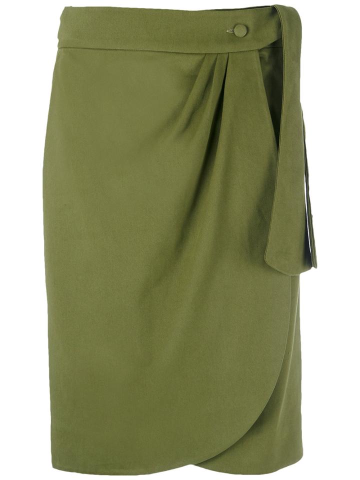 Egrey - Lace Up Detail Skirt - Women - Cotton - 40, Green, Cotton