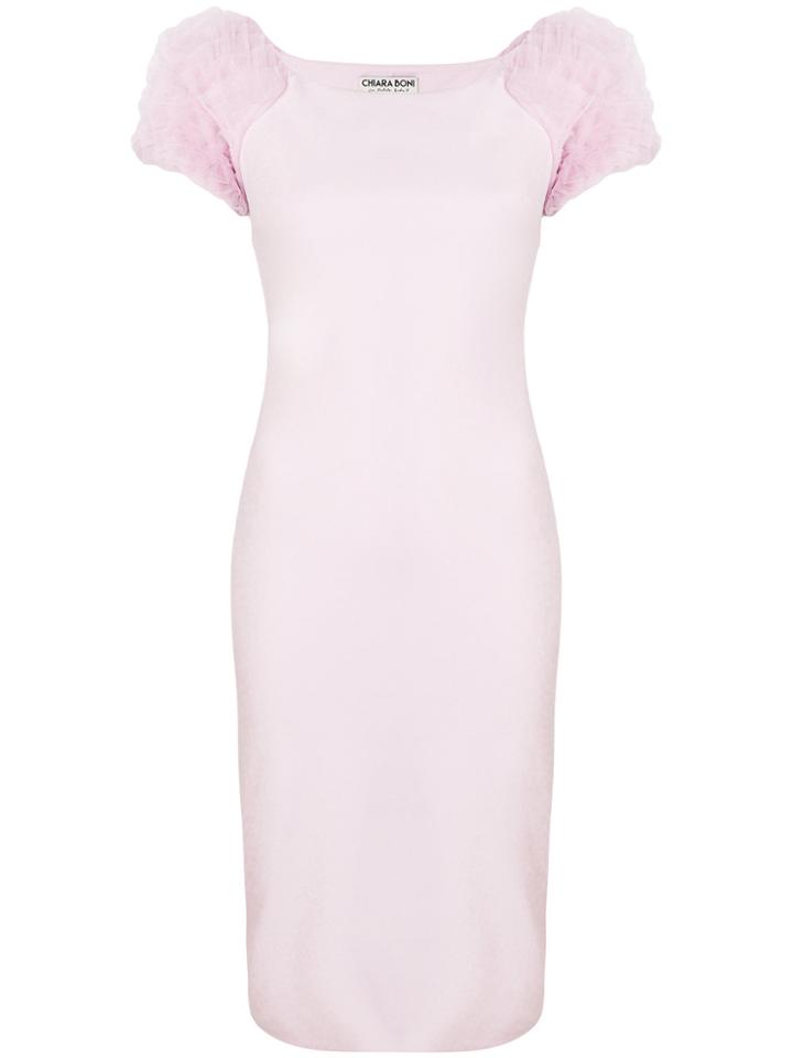 Chiara Boni La Petite Robe Frilled Sleeves Fitted Dress - Pink &