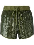P.a.r.o.s.h. - Drawstring Sequin Shorts - Women - Viscose/pvc - M, Green, Viscose/pvc