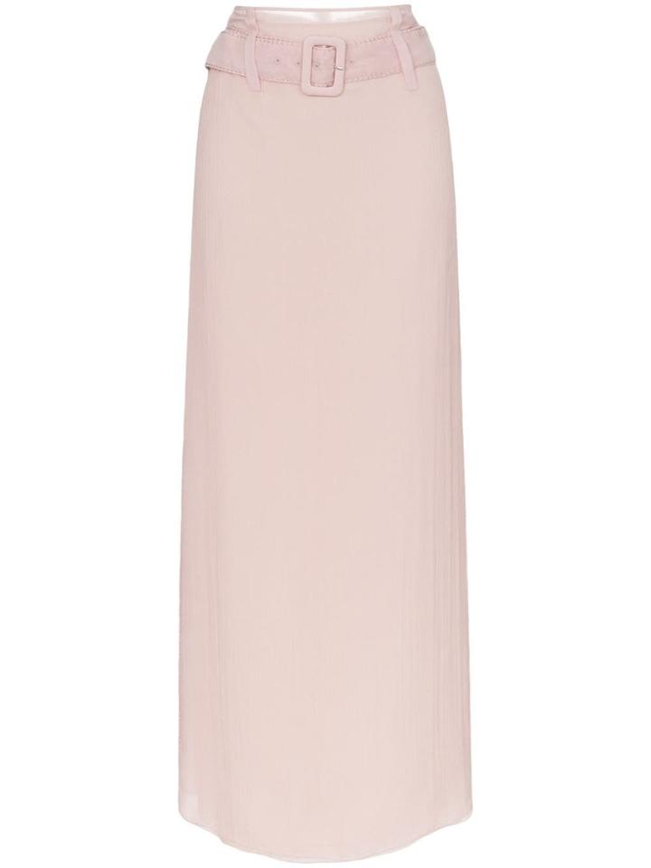 Prada Pink Chiffon Belted Maxi Skirt