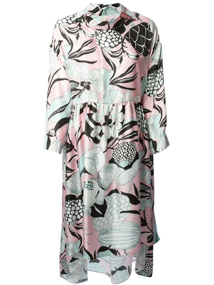 Antonio Marras Floral Print Dress, Women's, Size: 48, Pink/purple, Silk