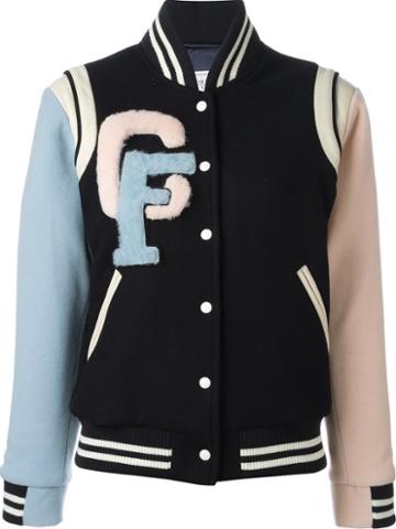 Forte Couture 'happy' Bomber Jacket, Women's, Size: 40, Blue, Leather/sheep Skin/shearling/polyamide/wool