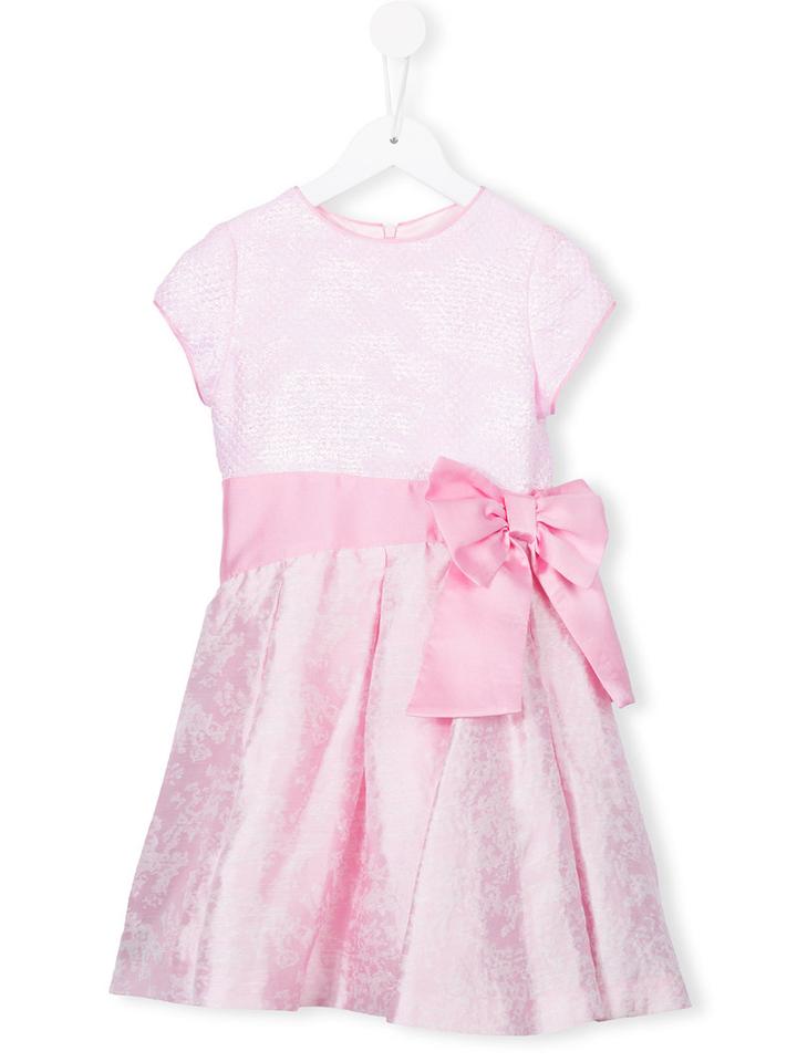 Valmax Kids - Bow Detail Textured Dress - Kids - Linen/flax/polyamide/polyester/viscose - 8 Yrs, Pink/purple