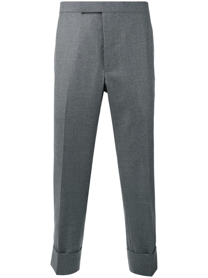 Thom Browne Cropped Tailored Trousers, Men's, Size: 3, Grey, Cupro/cashmere/wool