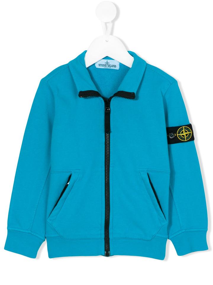 Stone Island Junior - Cardigan With Zip Fastening - Kids - Cotton - 3 Yrs, Blue
