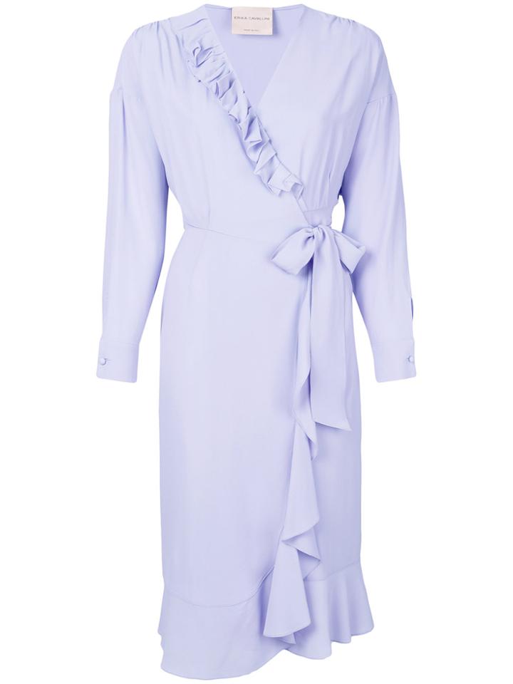 Erika Cavallini Ruffle Trim Wrap Dress - Pink & Purple
