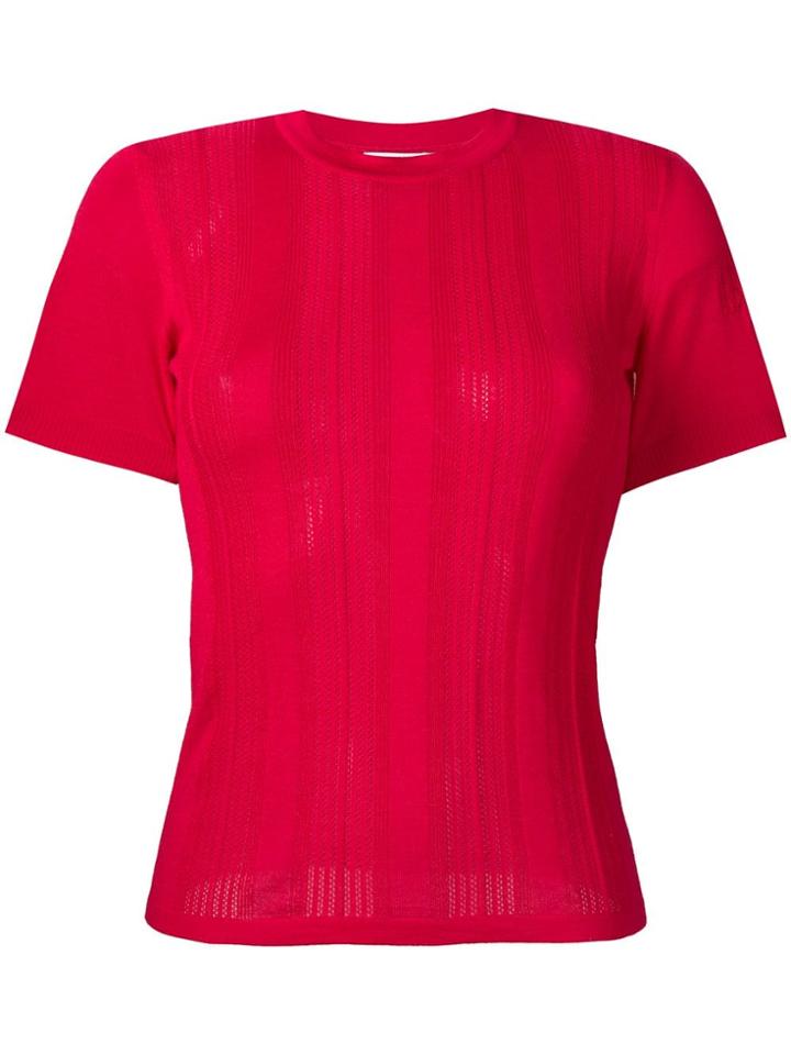 Barrie Short-sleeve Ribbed Sweater - Pink