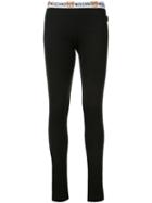 Moschino - Logo Trim Ribbed Leggings - Women - Cotton - Xs, Black, Cotton