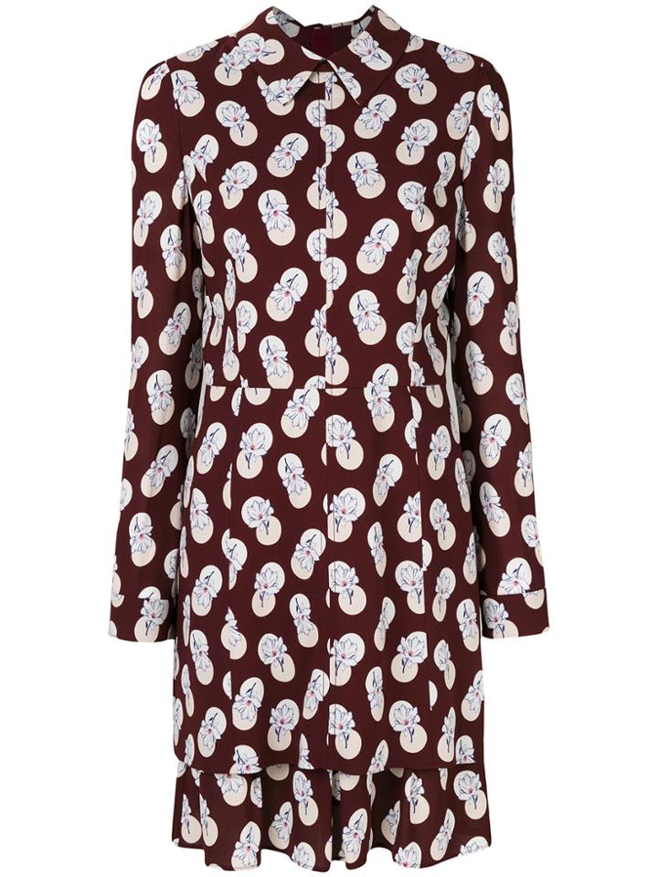 Carven Flower & Dots Shirt Dress - Pink & Purple