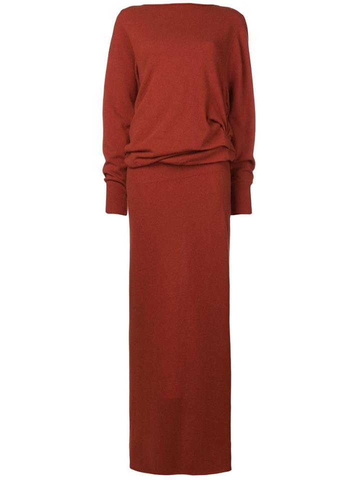 Jacquemus Slash Neck Knit Dress - Red