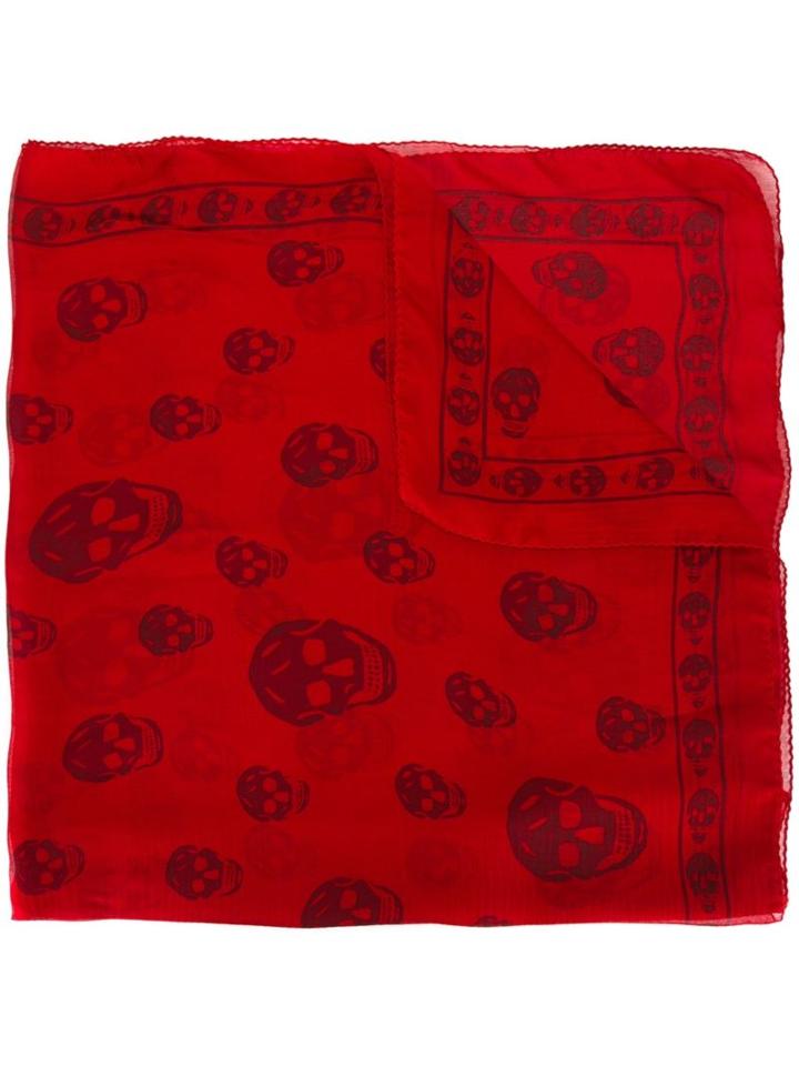 Alexander Mcqueen Skull Scarf, Women's, Red, Silk
