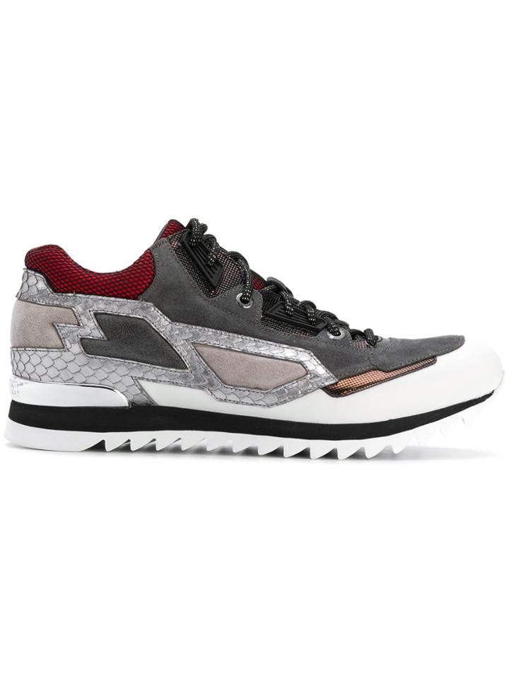 Les Hommes Panelled Running Sneakers - Multicolour