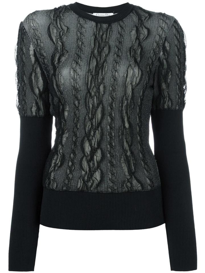 Christian Dior Vintage Lace Overlay Jumper - Black