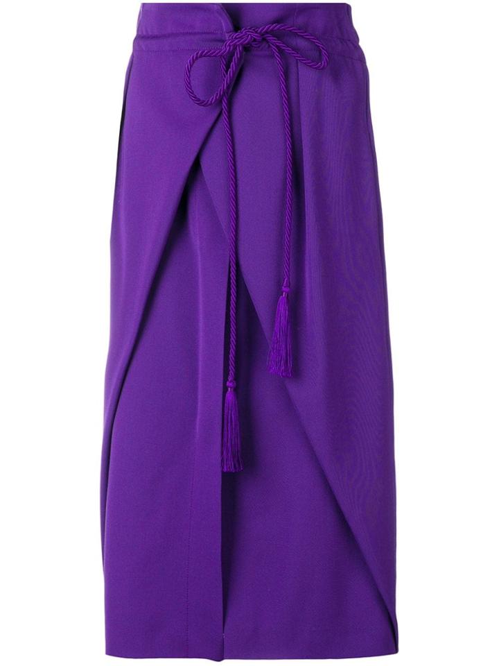 Alberta Ferretti Wrap Style Straight Skirt - Pink & Purple