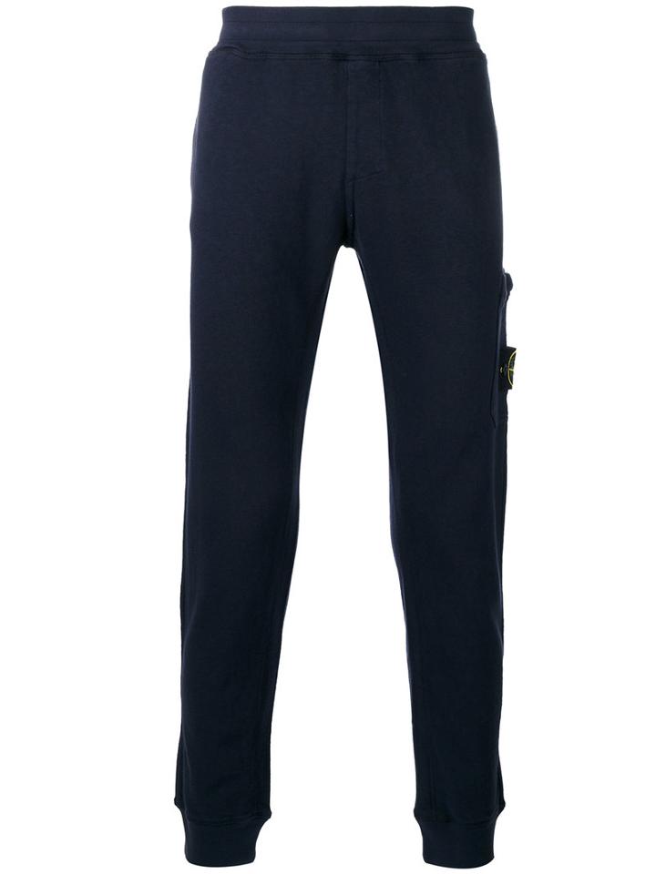 Stone Island Patch Pocket Track Pants, Men's, Size: Medium, Blue, Cotton