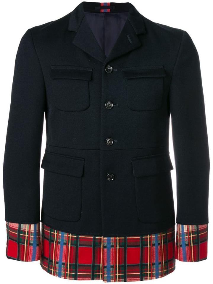 Comme Des Garçons Pre-owned Tartan Detail Jacket - Blue